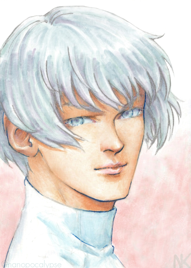 The Other Silver-haired Hero - ∀ Gundam 18th anniversary - marker and Gel pen on Bristol, 2018